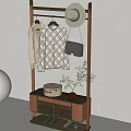Modern Clothes Rack Interior Design With Drawer Base Hanging Clothes Hat Shoes And Potted Plant