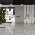 Modern Pinglin Cultural Center Entrance With White Reception Desk And Grid Wall And Light Strips