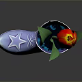 Blue Cowboy Boots with Star and Pattern Decorations Used as Flower Vase Holding Red Tulip