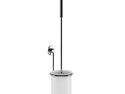 Modern Bathroom Set With Toilet Brush Holder Stainless Steel And White Base 3d model
