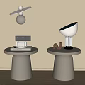 Cream wind bedside table side table 3d model
