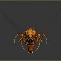 Detailed Insect Sculpture With Transparent Wings Orange Red Body And Glowing Effect