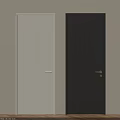 White and Black Hinged Doors with Panel Design and Door Handles 3d model