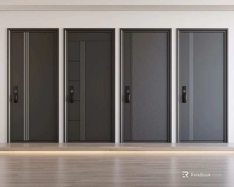 Modern Security Doors With Various Designs On 3d model 