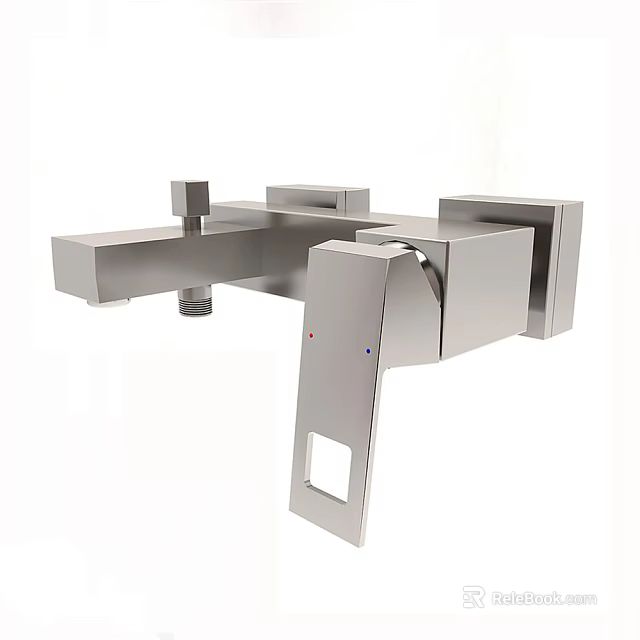 Sleek Modern Square Chrome Faucet Featuring Minimalist Design And Metal Structure 3d model 