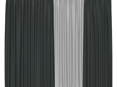 Modern Dark Gray And Light Gray Pleated Window Curtains For Home Decor 3d model