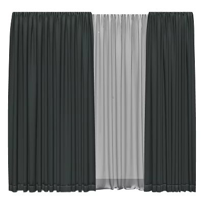 Modern Dark Gray And Light Gray Pleated Window Curtains For Home Decor 3d model