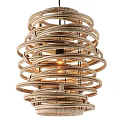 Two Rattan Pendant Lights Featuring Layered Circular Design In Natural Finish