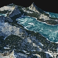 Snowy Mountain Snowscape Alpine Glacier Mountain Lake Mountain Valley Winter Peak Arctic 3d model