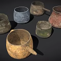 Handcrafted Clay Vessels with Textured Surfaces and Decorative Patterns for Daily Use
