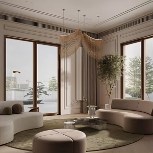Neutral Tone Wind Living Room Living Room 3d model