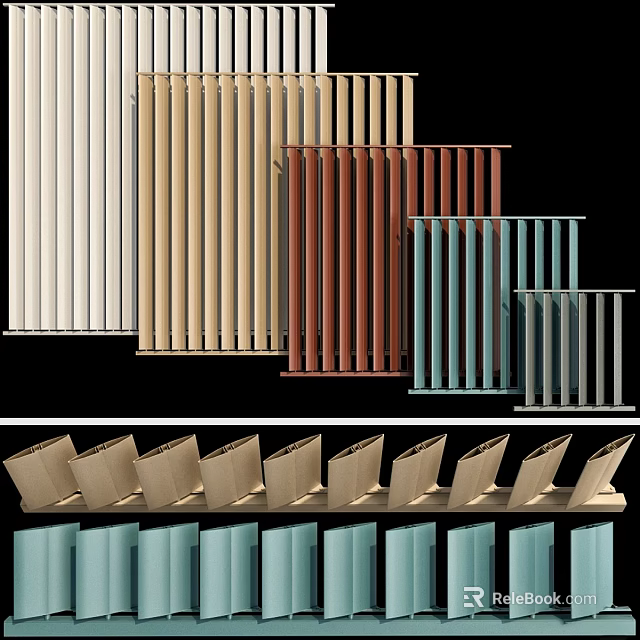 Vertical Blinds In Multiple Colors And Styles For Modern Home Interior Design 3d model 