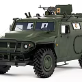 Green Military Vehicles With Spare Tire And Weapon Mounts