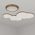 Creative Cloud Shaped Ceiling Lights With Wooden Frame And Soft Glow 3d model