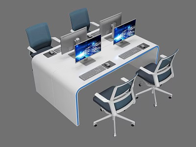 Modern Blue Mesh Office Chair With Wheeled Design For Comfortable Office Workstation Setup 3d model