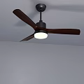 Modern Ceiling Fan Light With Wooden Blades And Black Base In Minimalist Interior Design