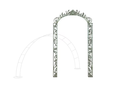 Ornate Decorative Archway With Intricate Floral Vine Patterns And Metal Frame 3d model