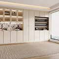 Modern White Wine Cabinet With Glass Doors And Open Shelves Interior Design
