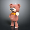 Cute Brown Teddy Bear Doll Wearing Yellow Bow Tie And Waving Hand