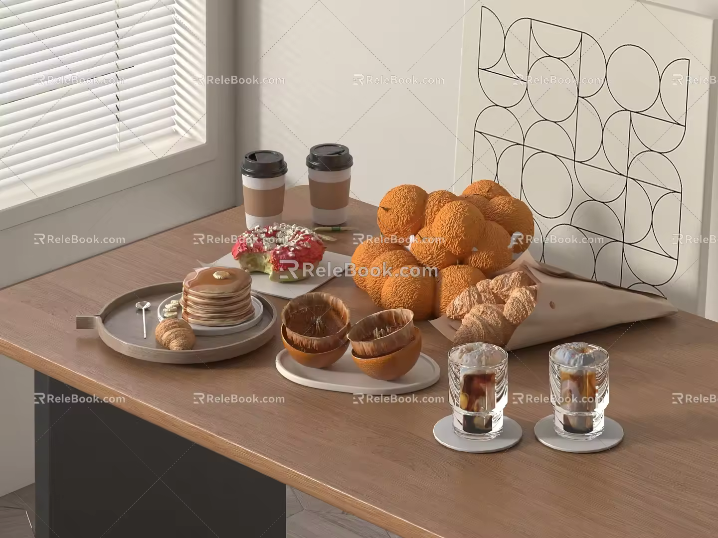 Wine Food Food Fruit Drink Bread Red Wine 3d model