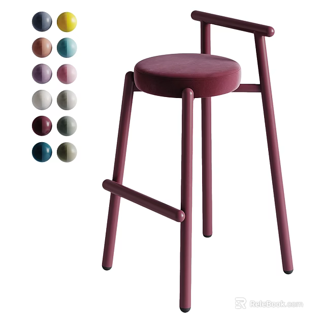 Stylish Bar Stool With Multiple Color Options And Minimalist Modern Design 3d model 