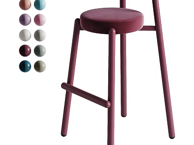 Stylish Bar Stool With Multiple Color Options And Minimalist Modern Design 3d model