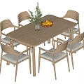 Log Style Dining Table and Chair 3d model