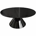 Modern Black Round Table With Conical Base Sleek Design Furniture Piece