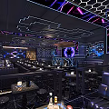 Modern Bar Qingba Bistro Bar Tacker Block Area Bar Counter Cashier Bar Cabinet Card Block Stage 3d model
