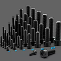 Assorted Black Bolts With Different Sizes M6 M8 M10 M12 Collection 3d model