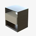 Contemporary Dark Brown Storage Cabinet With Light Beige Open Shelf And Drawer Design