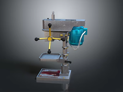 Heavy Duty Benchtop Drill Press With Blue Motor And Adjustable Worktable 3d model