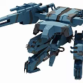 Game and Movie Mech Character Blue Gray With Mechanical Arm Weapon and Joint Design