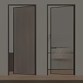 Modern Interior Hinged Doors With Black Frames And Textured Glass Panel Design 3d model