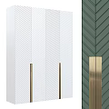 Modern White and Dark Green Chest of Drawers with Herringbone Pattern and Brass Legs