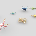 Cartoon drone drone helicopter toy toy plane cartoon plane 3d model