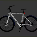 Modern Designed Bicycle Featuring Black And White Patterned Frame Blue Wheels And Black Seat 3d model