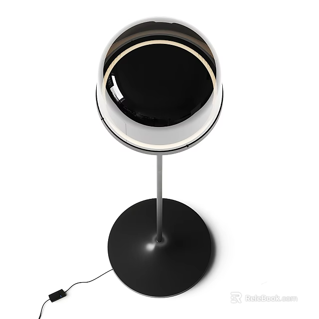 Modern Floor Lamp With Black Base Metal Stand And Round Ring Lampshade 3d model 