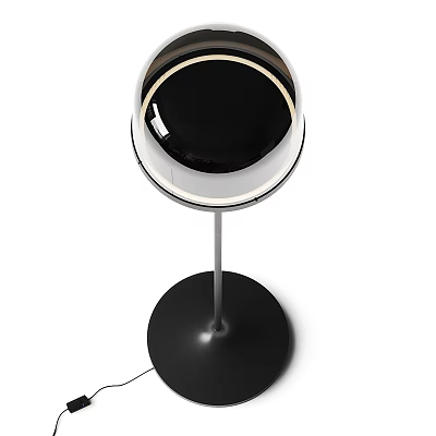 Modern Floor Lamp With Black Base Metal Stand And Round Ring Lampshade 3d model