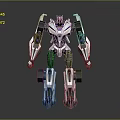 Futuristic Mechanical Robot Character Standing Pose With White Black Purple Color Scheme And Sci Fi Design
