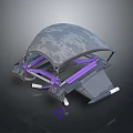 Camouflage Patterned Mechanical Device With Purple Struts And Gray Frame