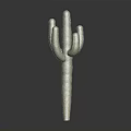 Green Cactus Plant With Textured Arms Standing On Dark Background