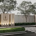 Modern Garden Landscape Design With Trees Decorative Fences Lighting And Lush Greenery