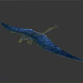 Blue Flying Creature 3D Model With Spread Wings On Dark Background
