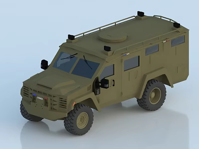 Military Green Utility Vehicle With Roof Rack Large Tires Multiple Windows And Protective Design 3d model