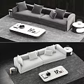 Modern double sofa sofa coffee table combination 3d model