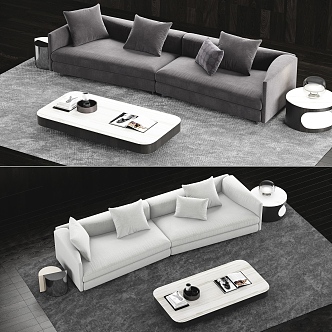 Modern double sofa coffee table combination 3d model