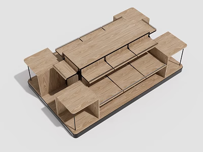 Toy Gift Shop Wooden Display Shelves with Multi Layer Storage Design 3d model