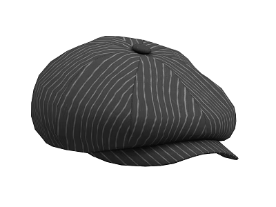 Stylish Black Newsboy Hat With White Thin Stripes And Top Button Design 3d model Stylish Black Newsboy Hat With White Thin Stripes And Top Button Design 3d model