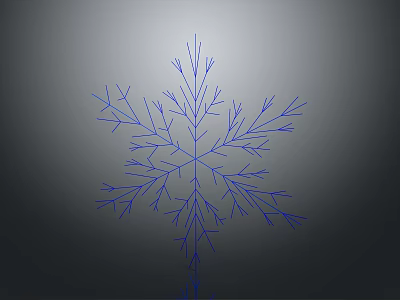 Blue Snowflake Outline Design On Gray Background With Intricate Branch Patterns 3d model